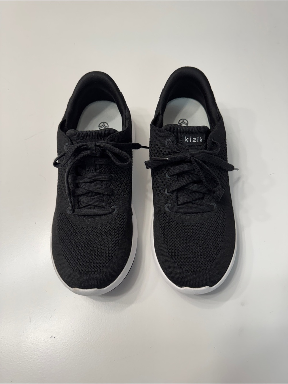 Women’s Kizik Black Knit Lace-Up Sneakers